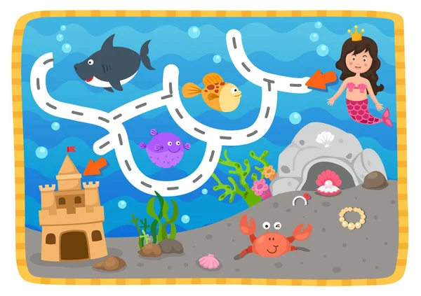 Pedagogiska Labyrint Spel För Barn Illustration — Stock vektor