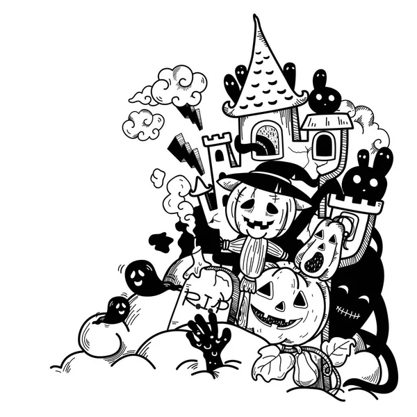 Vector Ilustración Halloween Dibujado Mano — Archivo Imágenes Vectoriales