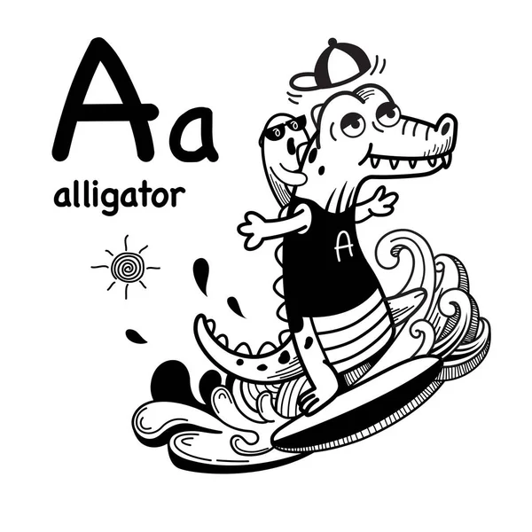 字母字母A Alligator图例 — 图库矢量图片