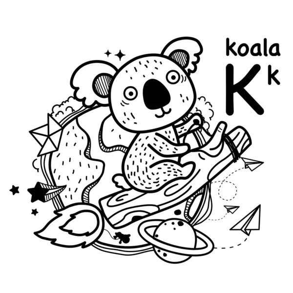 Alfabetet Brev Koala Illustration Vektor — Stock vektor