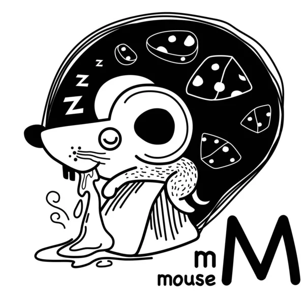 Desenho Mão Alfabeto Carta Mouse Ilustração Vetor — Vetor de Stock