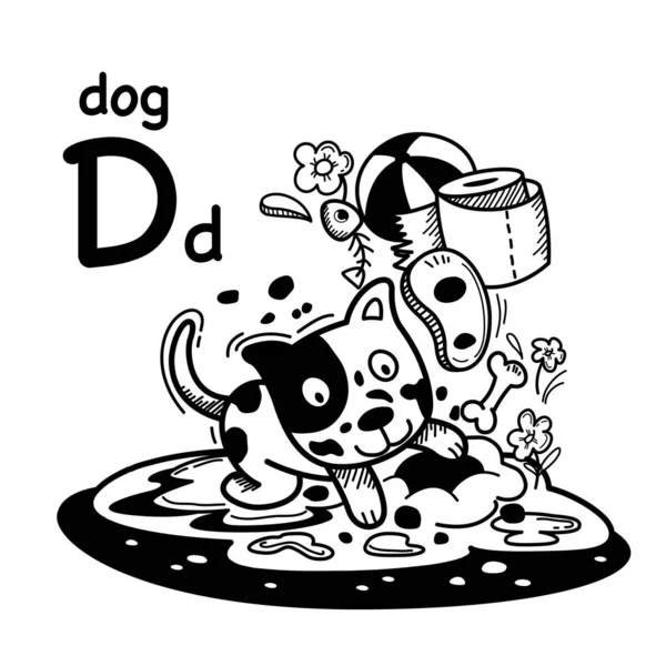 Alphabet Lettre Illustration Dog Vecteur — Image vectorielle