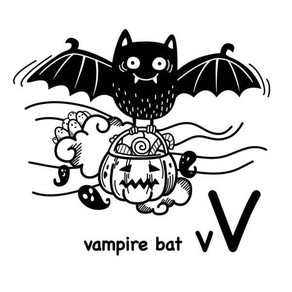 Alphabet Lettre Vampire Chauve Souris Illustration Vecteur — Image vectorielle