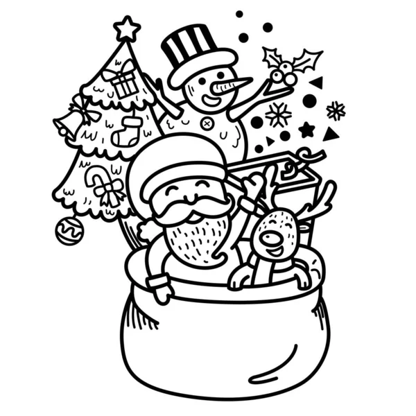 Met Hand Getekend Kerstman Gelukkig Nieuwjaar Vrolijk Kerstmis Illustratie Vector — Stockvector