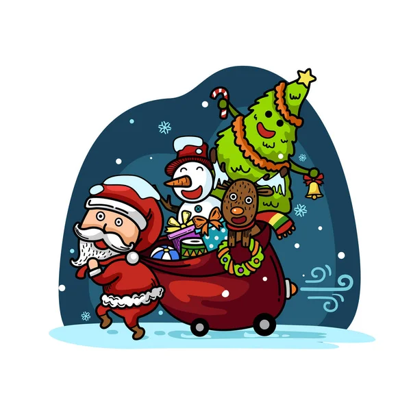 Mano Dibujado Santa Claus Feliz Año Nuevo Feliz Christmas Illustration — Archivo Imágenes Vectoriales