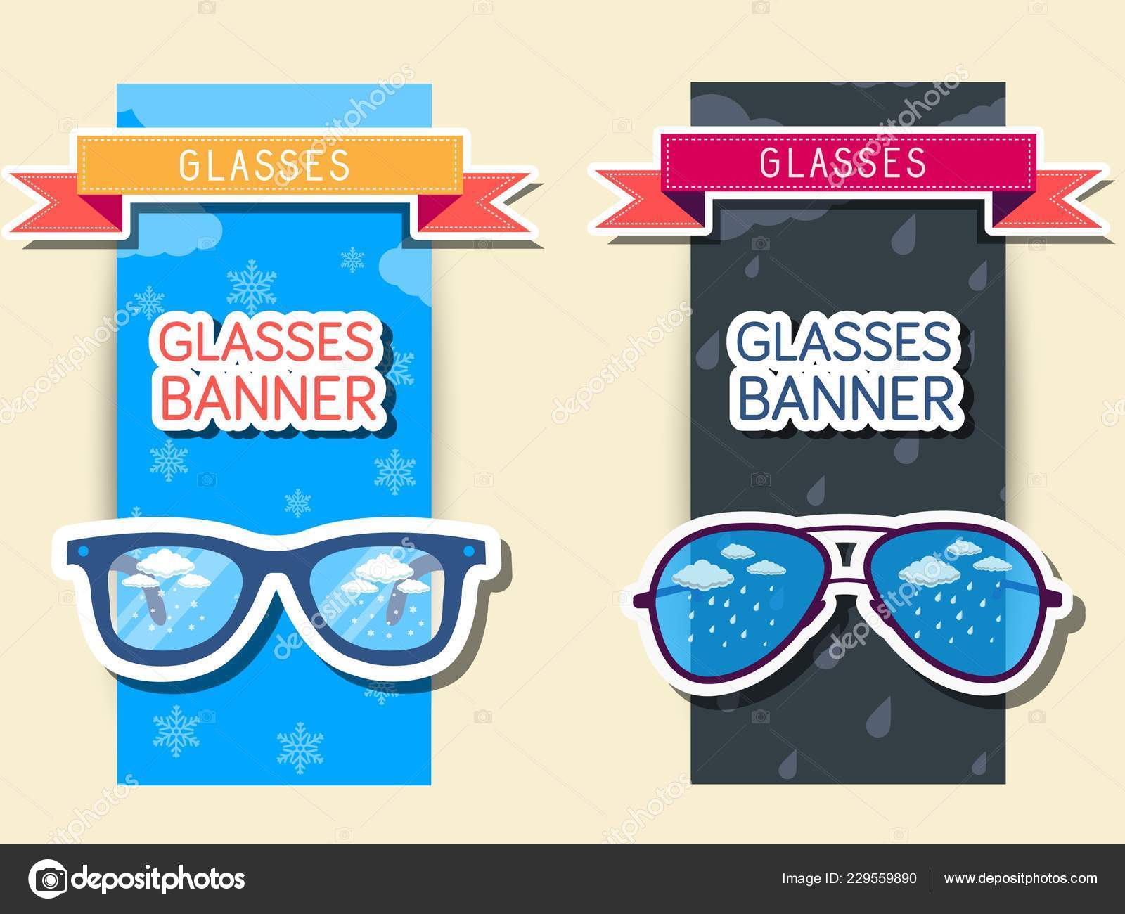 Retro Glasses Banners Vector Illustration Stock Vector Image by