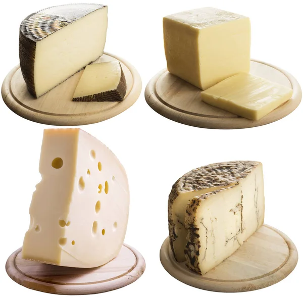 Dizi emmentaler, truffles, manchego ile peynir, loafs, Edamer, Mimollete izole
