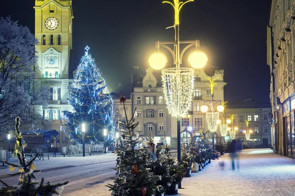 Prázdné Město Vánoční Dekorace Osvětlení — Stock fotografie