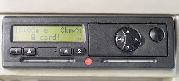 Digital tachograph display reads CARD . No inserted card in the device. Insert the drivers card. No personal data