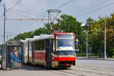 Rusya, Moskova, 11 Mayıs 2018. Moskova şehir ulaşım, tramvay