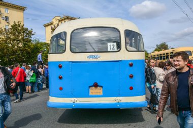 Rusya, Moskova, 17 Mayıs 2017. Sergi eski Moskova taşıma