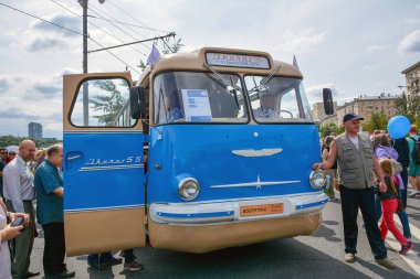 Rusya, Moskova, 17 Mayıs 2017. Sergi eski Moskova taşıma
