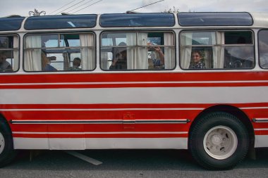 Rusya, Moskova, 17 Mayıs 2017. Sergi eski Moskova taşıma