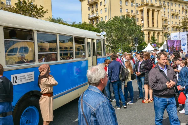 Rusya, Moskova, 17 Mayıs 2017. Sergi eski Moskova taşıma