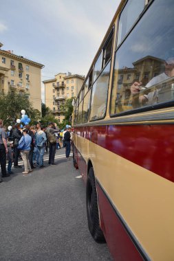 Rusya, Moskova, 17 Mayıs 2017. Sergi eski Moskova taşıma