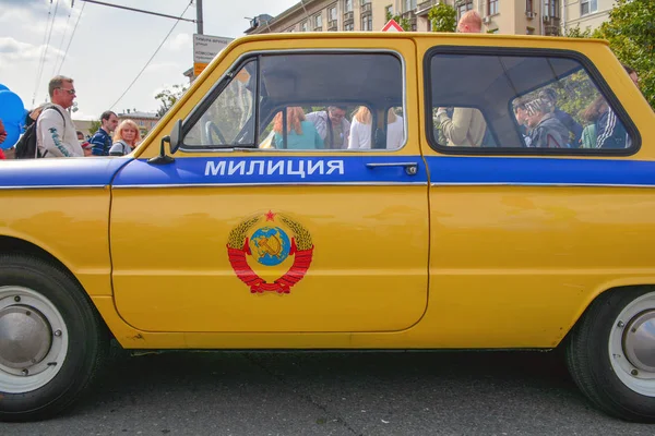 Ryssland Moskva Maj 2017 Gamla Sovjetiska Polisbil Utställning — Stockfoto
