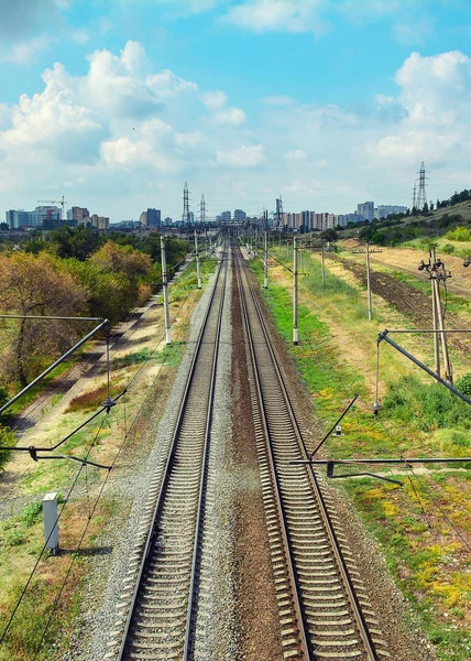 Two Track Railway Railroad — Stock Photo, Image