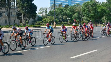 Bakü, Azerbaycan, 21 Haziran 2015. 1 Avrupa Oyunlar, yarışmalar bicyclists, Bisiklet yarışı