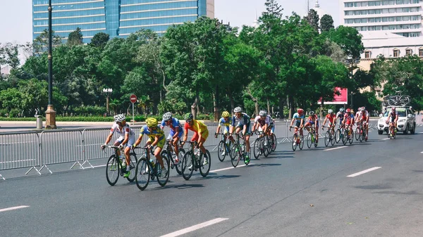 Bakü Azerbaycan Haziran 2015 Avrupa Oyunlar Yarışmalar Bicyclists Bisiklet Yarışı — Stok fotoğraf