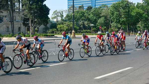 Baku Azerbaijão Junho 2015 Jogos Europeus Competições Ciclistas Corrida Bicicletas — Fotografia de Stock