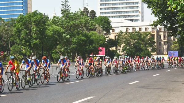 Bakü Azerbaycan Haziran 2015 Avrupa Oyunlar Yarışmalar Bicyclists Bisiklet Yarışı — Stok fotoğraf