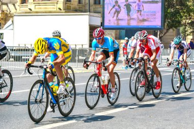 Bakü, Azerbaycan, 21 Haziran 2015. 1 Avrupa Oyunlar, yarışmalar bicyclists, Bisiklet yarışı