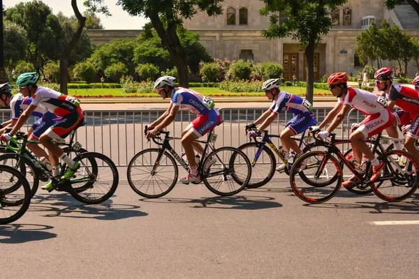 Baku Azerbaijão Junho 2015 Jogos Europeus Competições Ciclistas Corrida Bicicletas — Fotografia de Stock