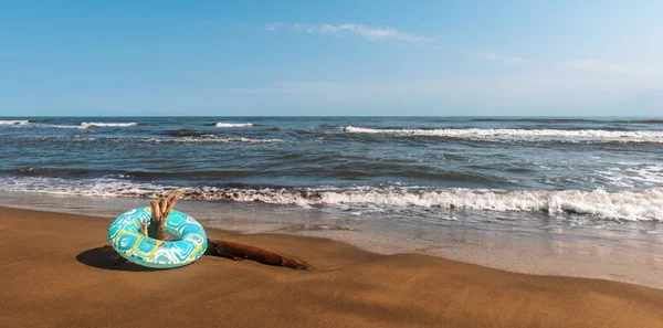 Lifebuoy Costa Férias Verão Praia — Fotografia de Stock