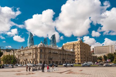 Azərbaycan, Bakı ş., 09 Ekim 2018. Ulusal Deniz Parkı içinde büyük satranç
