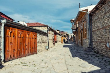 Lagich, Azerbaycan, 24 Ekim 2018. Turizm Merkezi, eski sokak
