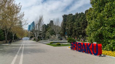 Bakü, Azerbaycan 16 Nisan 2019 Formula 1 Grand Prix müsabakalarına hazırlık