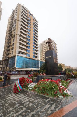 Bakü, Azerbaycan 27 Şubat 2019 Hocalı trajedisi, anıt