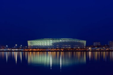 Baku, Azerbaijan May 24, 2019 UEFA Europa League Stadium at night clipart