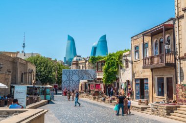 Bakü, Azerbaijzn 21 Temmuz 2019 Icheri Sheher tarih merkezi