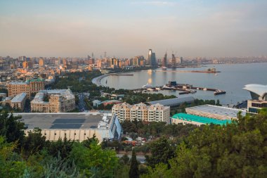 Azerbaycan Cumhuriyeti'nin başkenti Bakü şehri panoraması