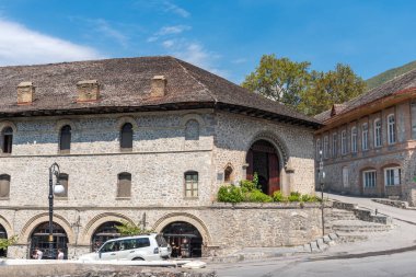 Şaki, Azerbaycan 24 Ağustos 2019 Eski bina kervansarayı