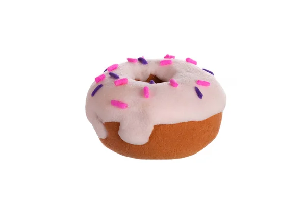 Donut Med Strössel Isolerad Vit Bakgrund Mjuka Plasthantverk — Stockfoto