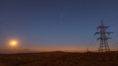 Yıldızlı gökyüzünde Neowise Kuyruklu Yıldızı C / 2020 F3 (NEOWISE)