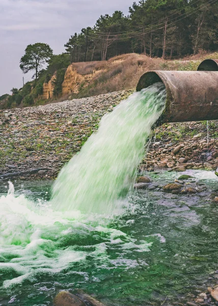 Брудні Стічні Води Заводської Труби Хімічне Забруднення Навколишнього Середовища — стокове фото