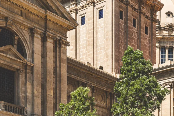 Detail of the Spanish Renaissance architecture of the National Art Museum of Catalonia in Barcelona aka MNAC