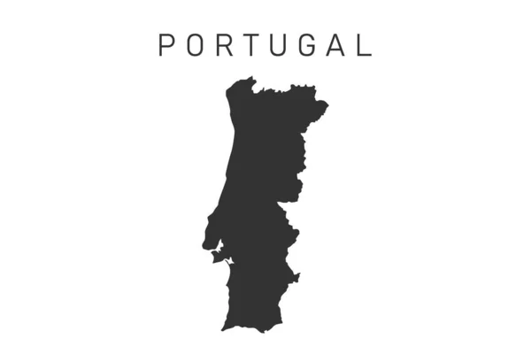 Mapa Portugal Fronteira País Silhueta Preta Ilustração Vetorial Isolada Sobre — Vetor de Stock