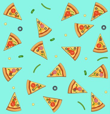 Klasik tarzda çizilmiş pizza dilimi, vektörsüz desen