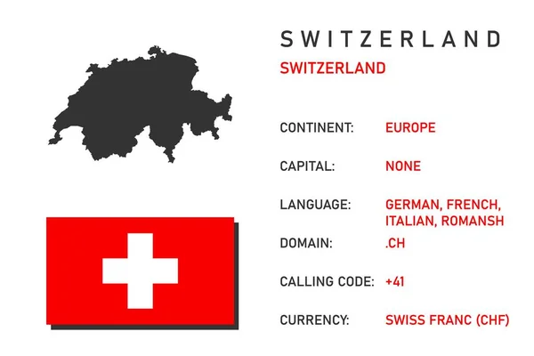 Símbolos Suizos Información Principal Para Los Viajeros Mapa Bandera Capital — Vector de stock