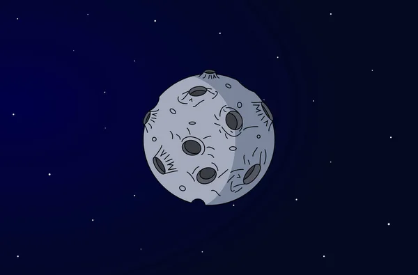 Full moon cartoon on star background. Vector illustration
