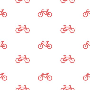 Retro motor pürüzsüz desen, beyazda izole. Klasik bisiklet arka planı. Kırmızı düz bisiklet vektör çizimi.