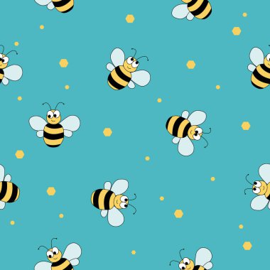 Uçan arılarla çizilmiş güzel, pürüzsüz el deseni. Vektör illüstrasyonu