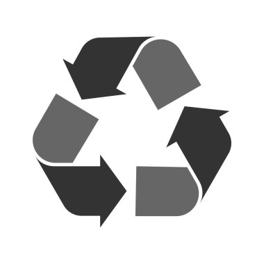 Siyah vektör geri dönüşüm sembolü. Eğri oklar beyaz arkaplanda izole edildi.