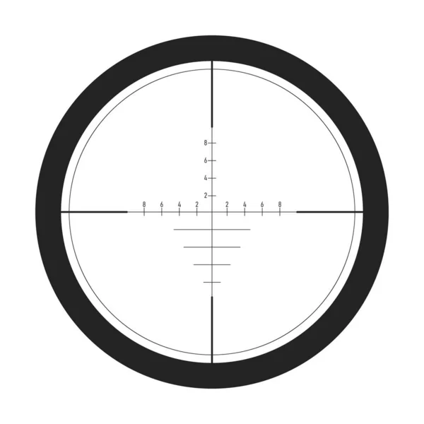 Sniper Target Scope Sight Isolated White Background Black Thin Line — Stock Vector