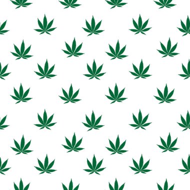Kenevir pürüzsüz desen. Beyaz arkaplanda kenevir, marihuana veya otsuz desen taşıyıcısı çizimi izole.