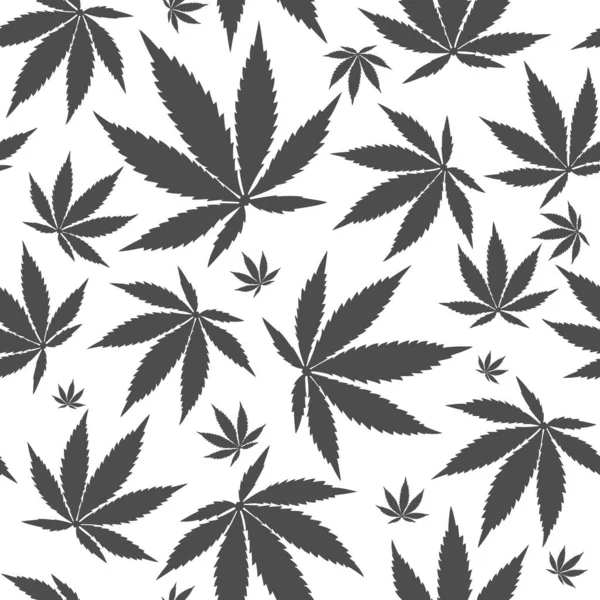 Feuilles Cannabis Placées Dans Ordre Aléatoire Modèle Sans Couture Ganja — Image vectorielle